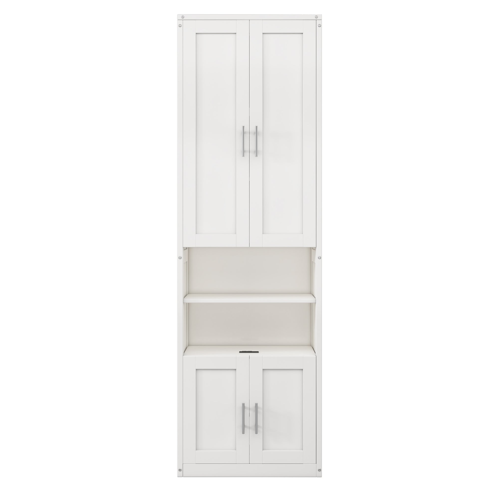 Full Murphy Bed with Two Side Cabinets in White