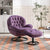 Purple Velvet Upholstered Chair with Ottoman