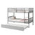 Gray Twin Over Twin Rubber Wood Bunk Bed with Trundle – Convertible Design