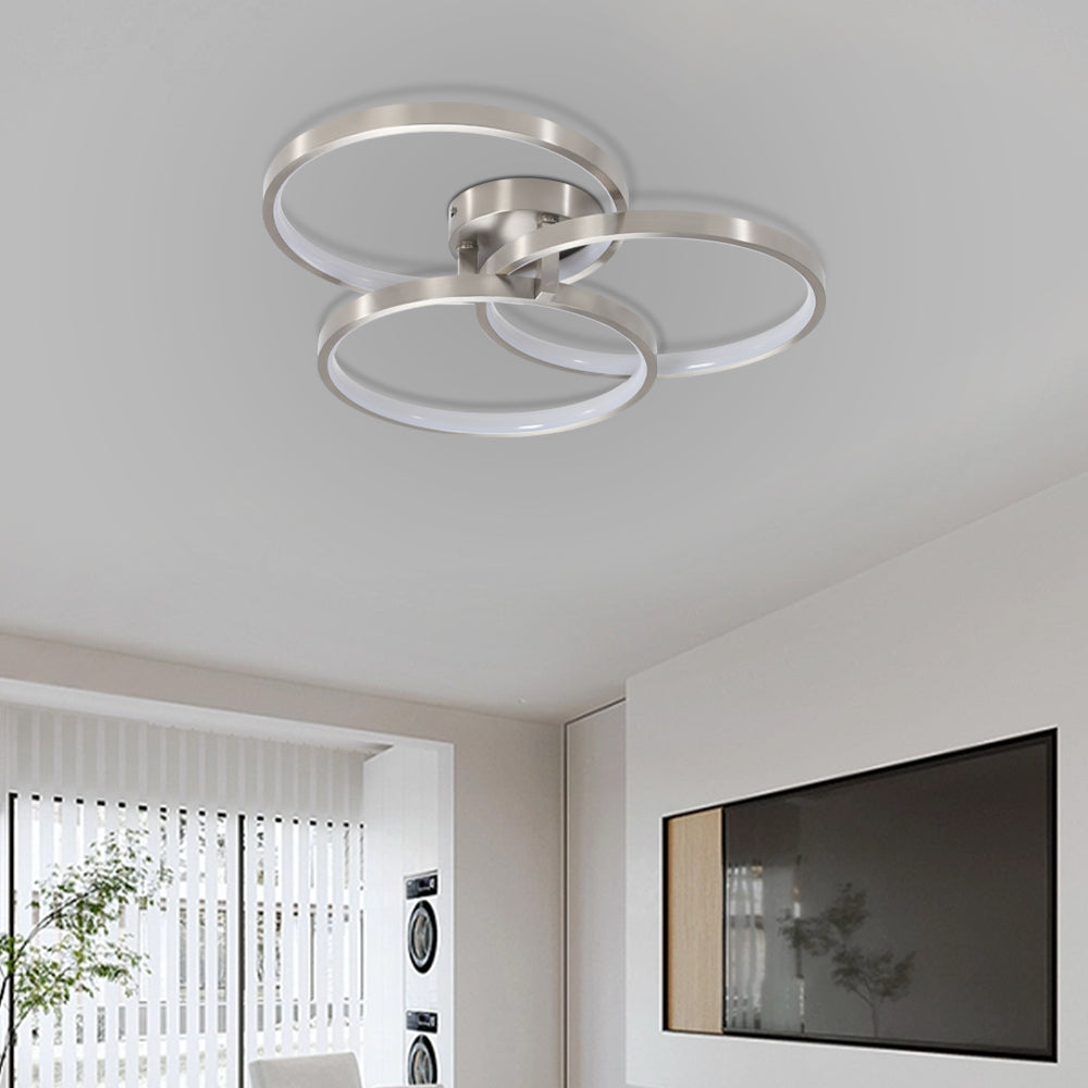 Three-Ring Contemporary Semi-Flush Mount Ceiling Lamp