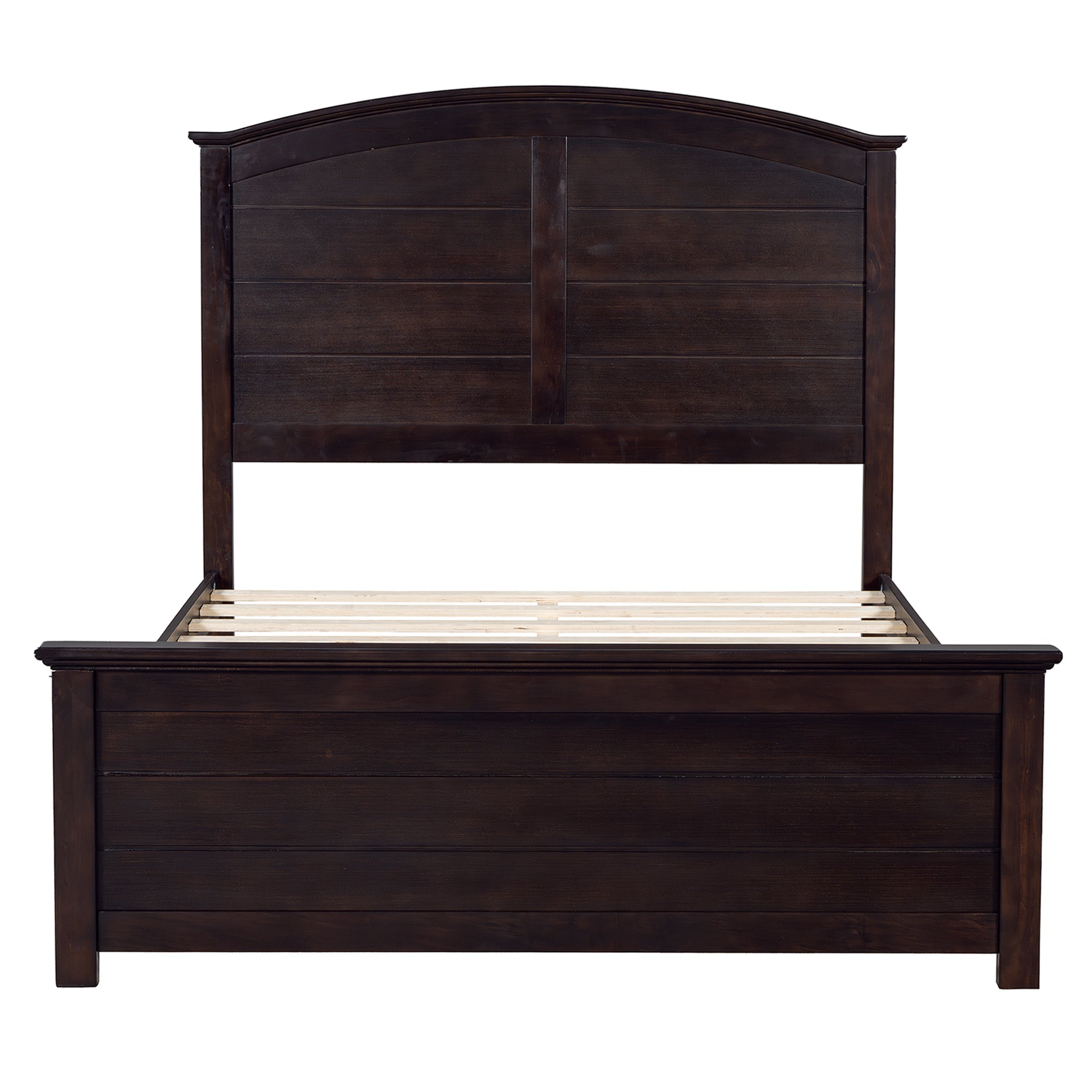 Farmhouse-Style Full Size Pine Wood Bed in Espresso