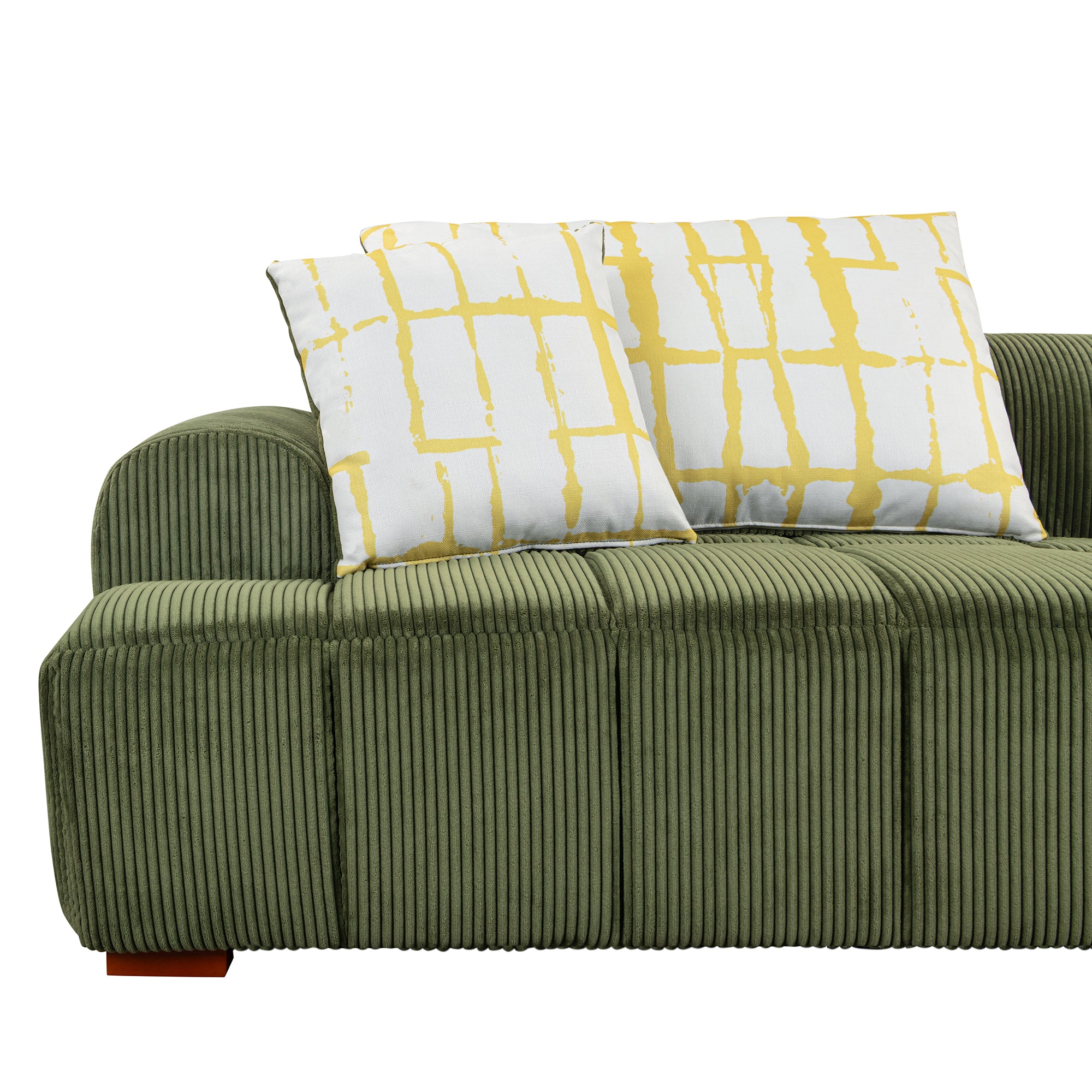 Accra 2-Seat Minimal Corduroy Sofa in Green