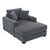 Blue-Gray Chenille Oversized Chaise Lounger with Built-In Charge Station & Cup Holders