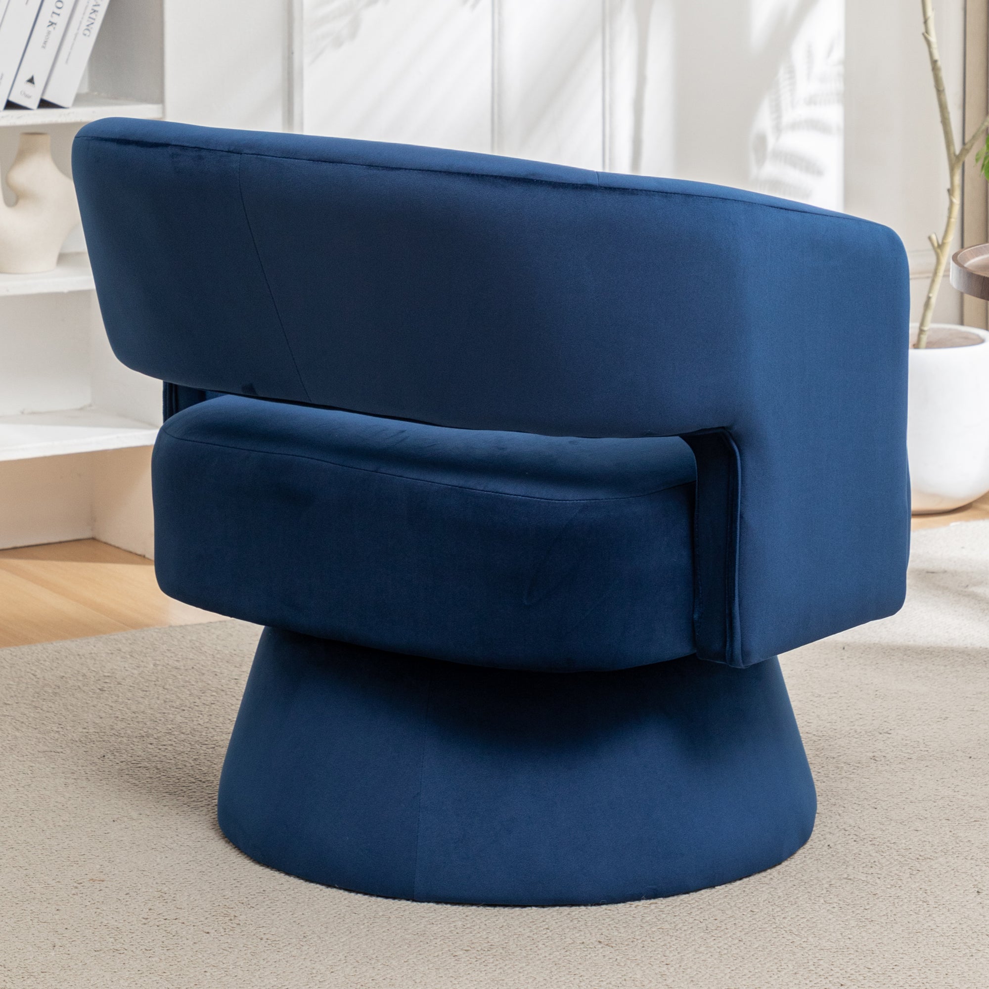 Swivel Barrel Chair, Velvet Accent Armchair - 360° Swivel, Stylish for Living Room/Bedroom, Comfortable Velvet Material