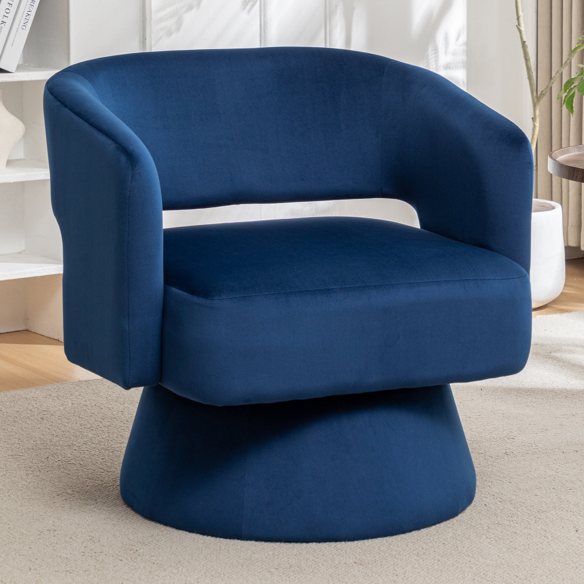 Swivel Barrel Chair, Velvet Accent Armchair - 360° Swivel, Stylish for Living Room/Bedroom, Comfortable Velvet Material