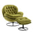 Jungle Green Velvet Upholstered Chair with Ottoman