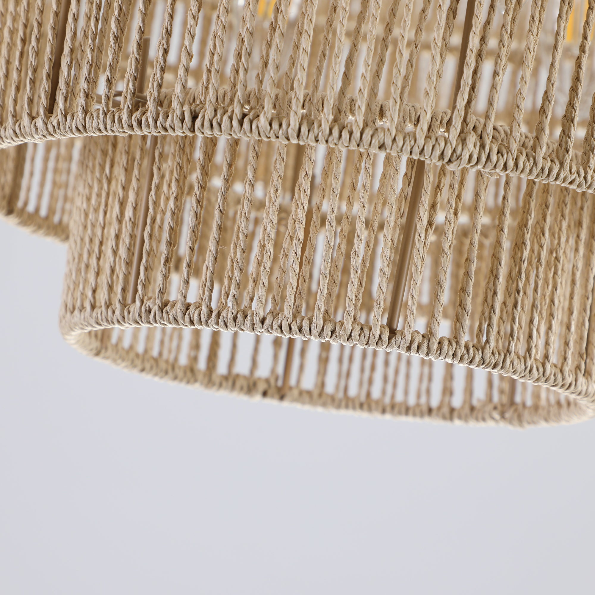 Farmhouse Woven Rattan Chandelier with 8 Lights