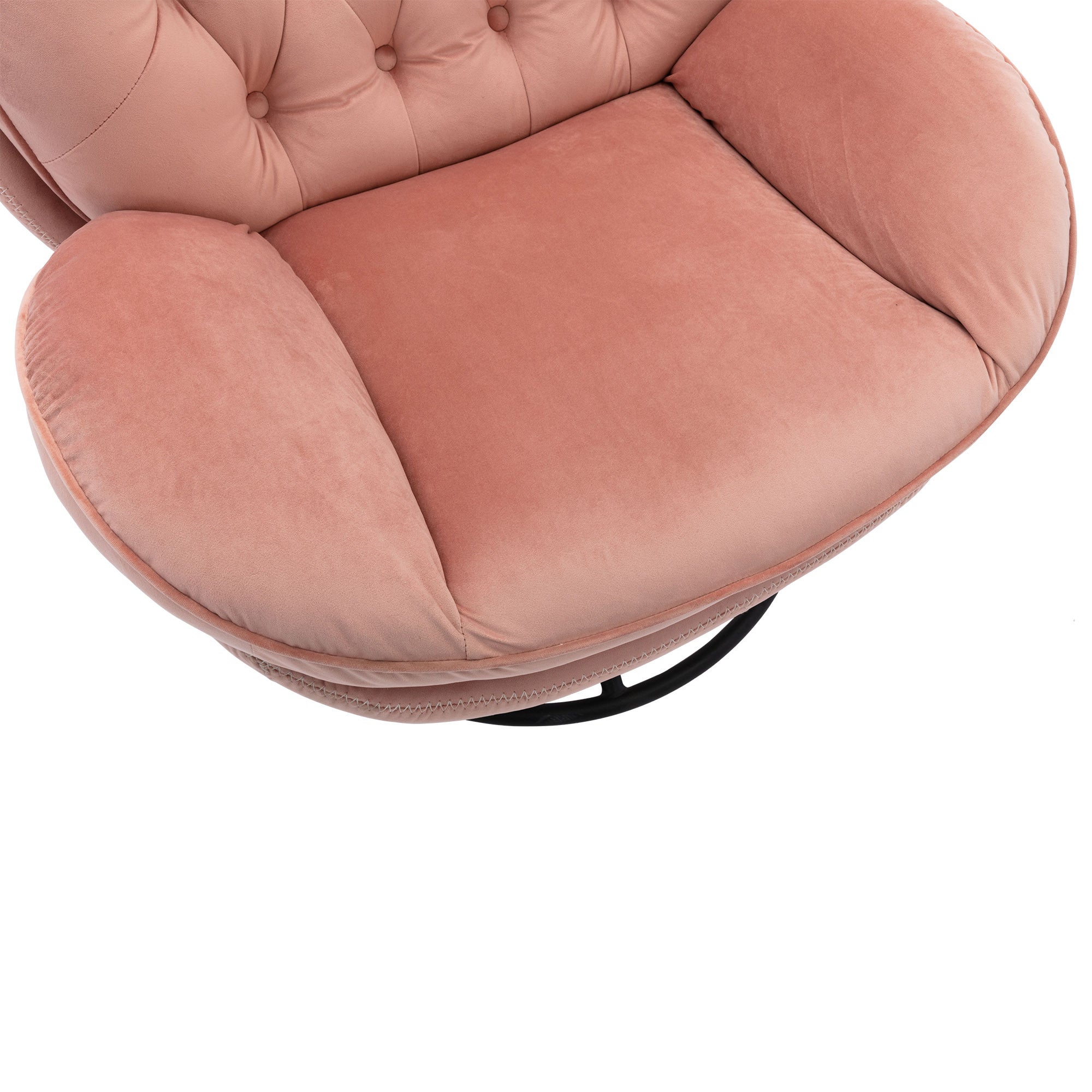 Pink Velvet Accent Chair with Ottoman Set