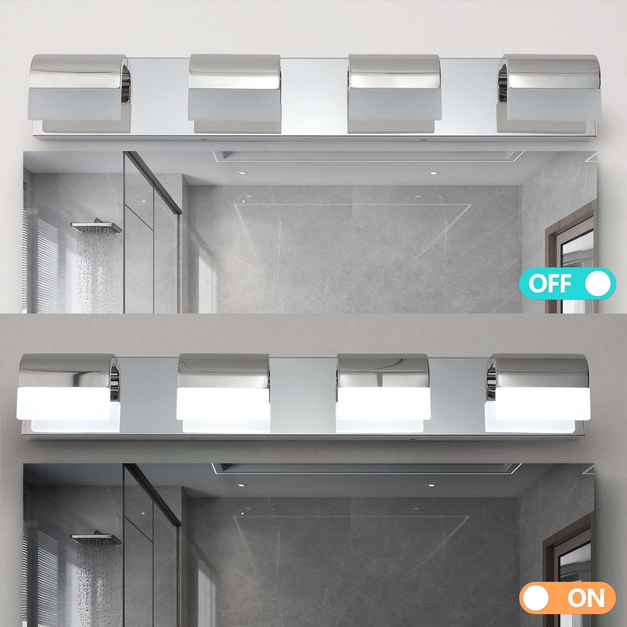 Aestin's Chrome Modern 4-Light Bathroom Vanity Lighting