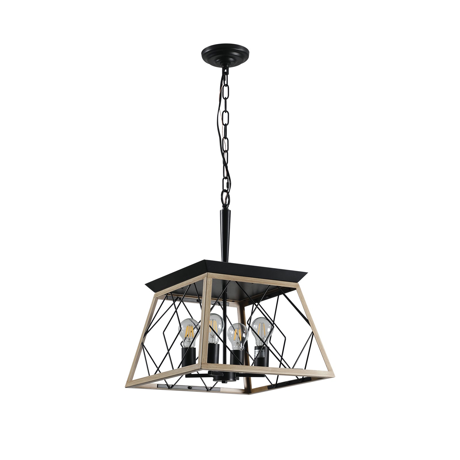 15.7-Inch Oak Farmhouse Pendant Light