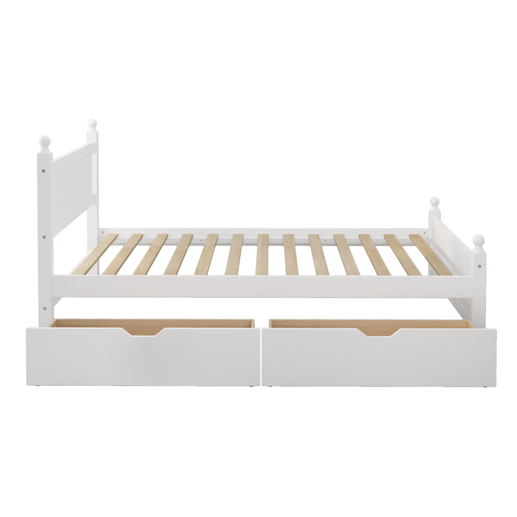 Mid-Century Modern Full Platform Bed Frame With 2 Drawers