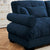 4-Seater Velvet Sofa with Bolster Arms - Blue