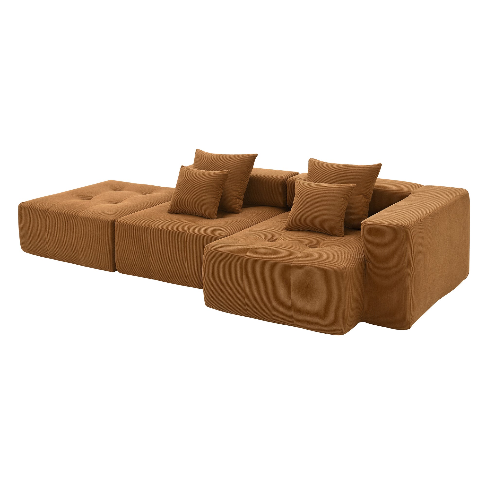 Maputo 4-Seat Modular Sofa in Burnt Orange Brown