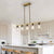 Modern Industrial 5-Light Golden Pendant Light with Adjustable Height and Glass Shades