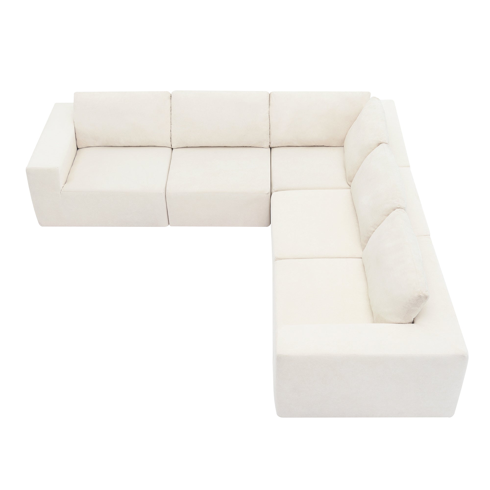 Kyoto Modular Sectional Sofa with Terrycloth Fabric in Beige