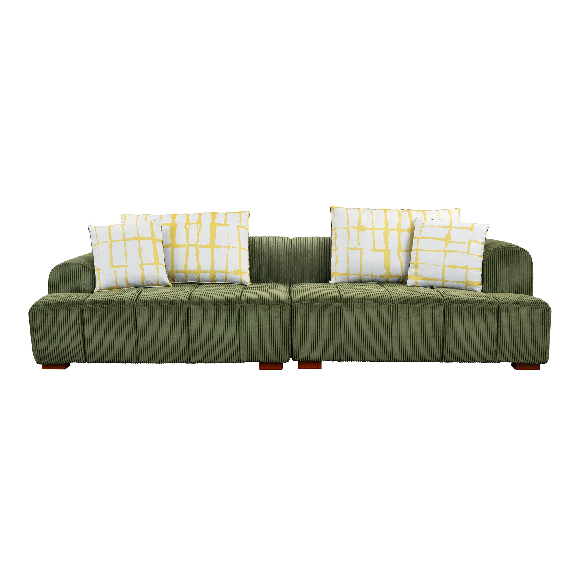 Accra 2-Seat Minimal Corduroy Sofa in Green