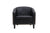 Black Leather Barrel Accent Chair With Nailheads & Solid Wood Legs