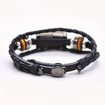Load image into Gallery viewer, American Flag Bracelet in Dark Leather with Cuff Style
