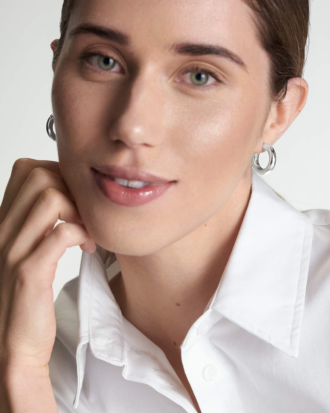 Leila Small Silver Hoop Earrings