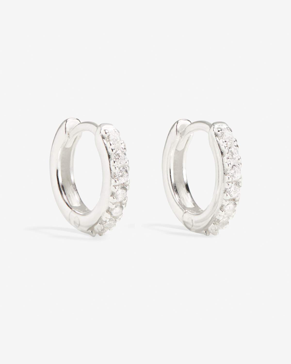 Cleo micro pave silver huggies