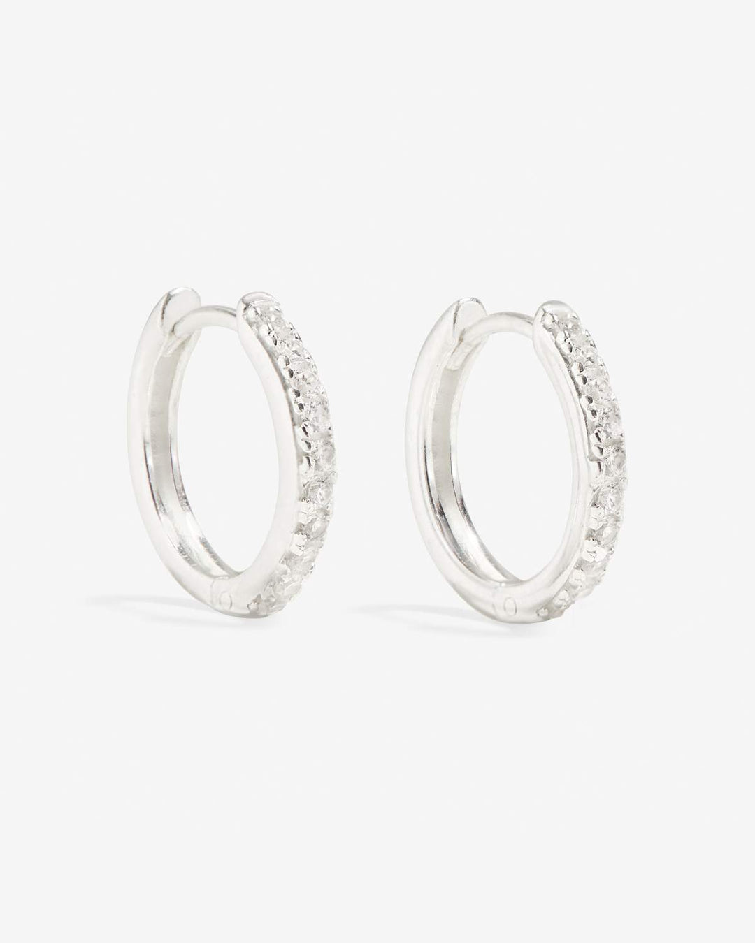Manda Tiny Pave Silver Huggies