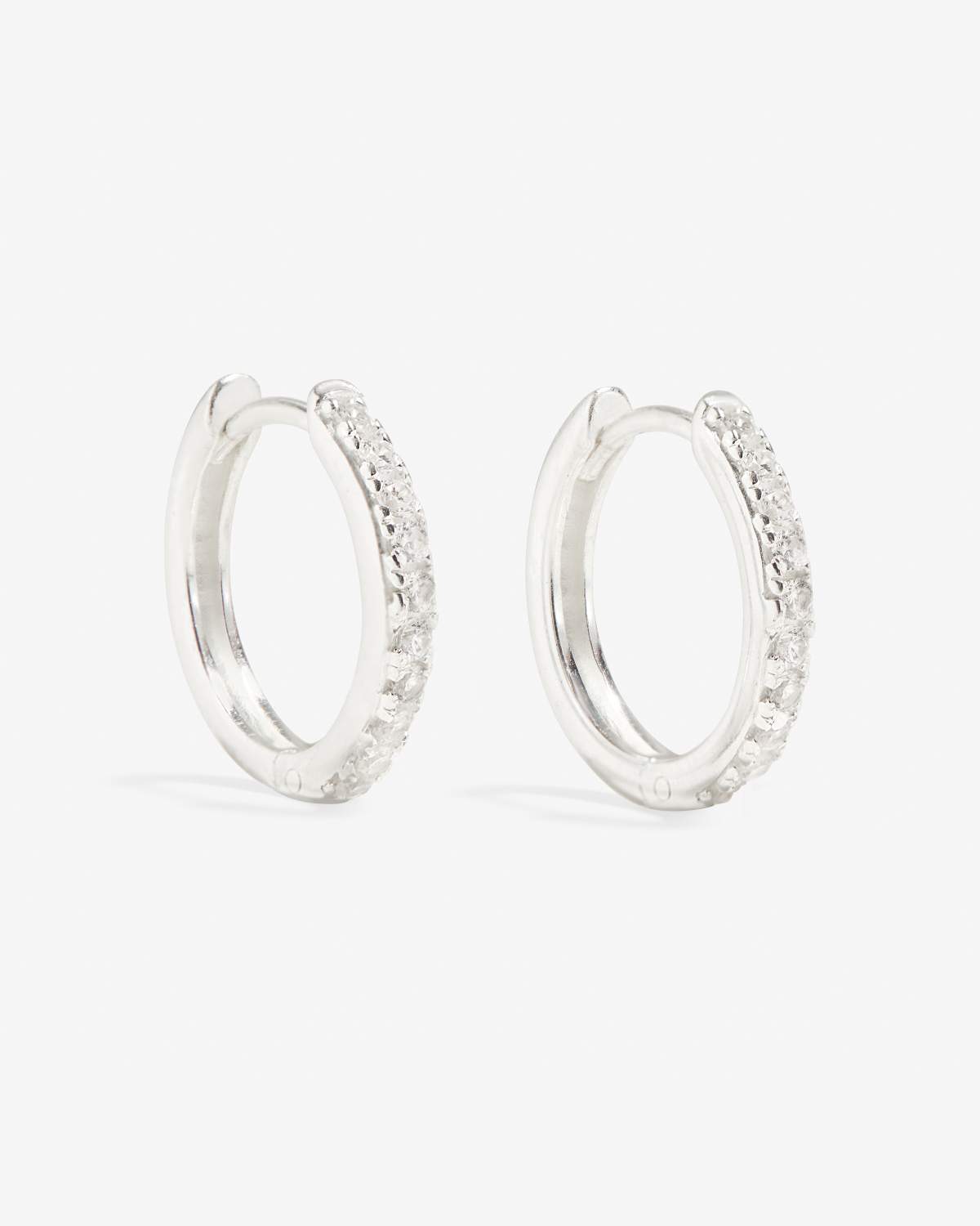 Manda tiny pave silver huggies