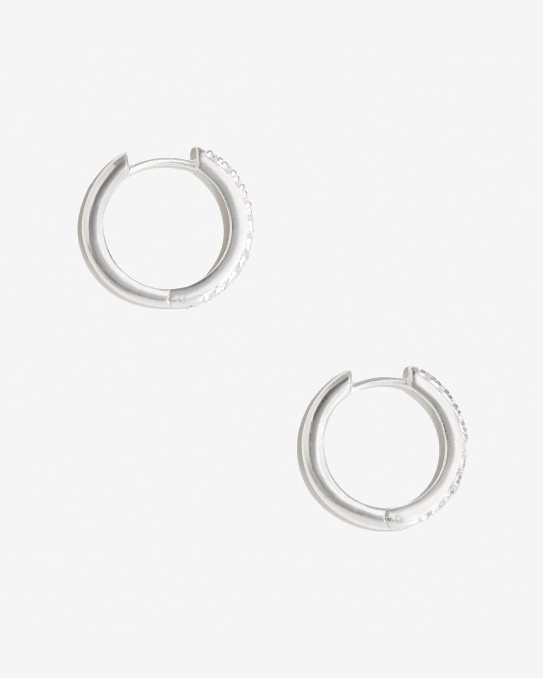 Manda Tiny Pave Silver Huggies