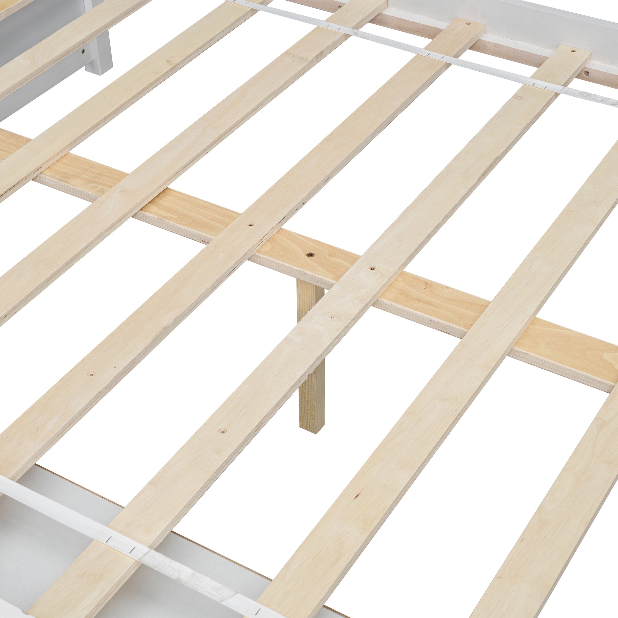 Full Sized Bed with Roof Frame, Bedside Shelves, and Under-Bed Storage Unit