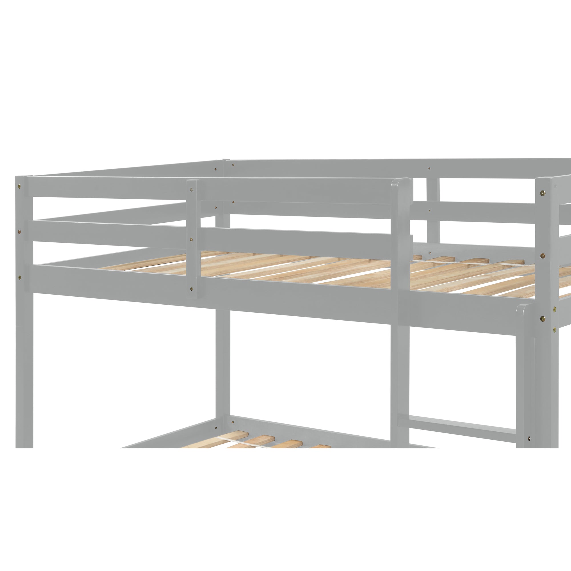 Gray Twin Over Twin Floor Bunk Bed With Low Height Design