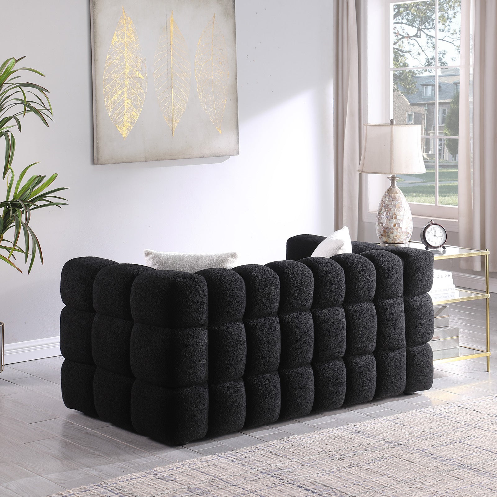 Timimoun Boucle Marshmallow Sofa in Black