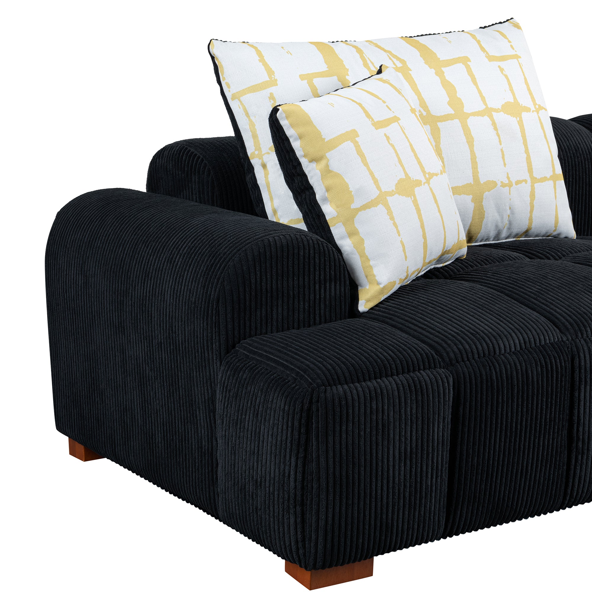 Accra 2-Seat Minimal Corduroy Sofa in Black