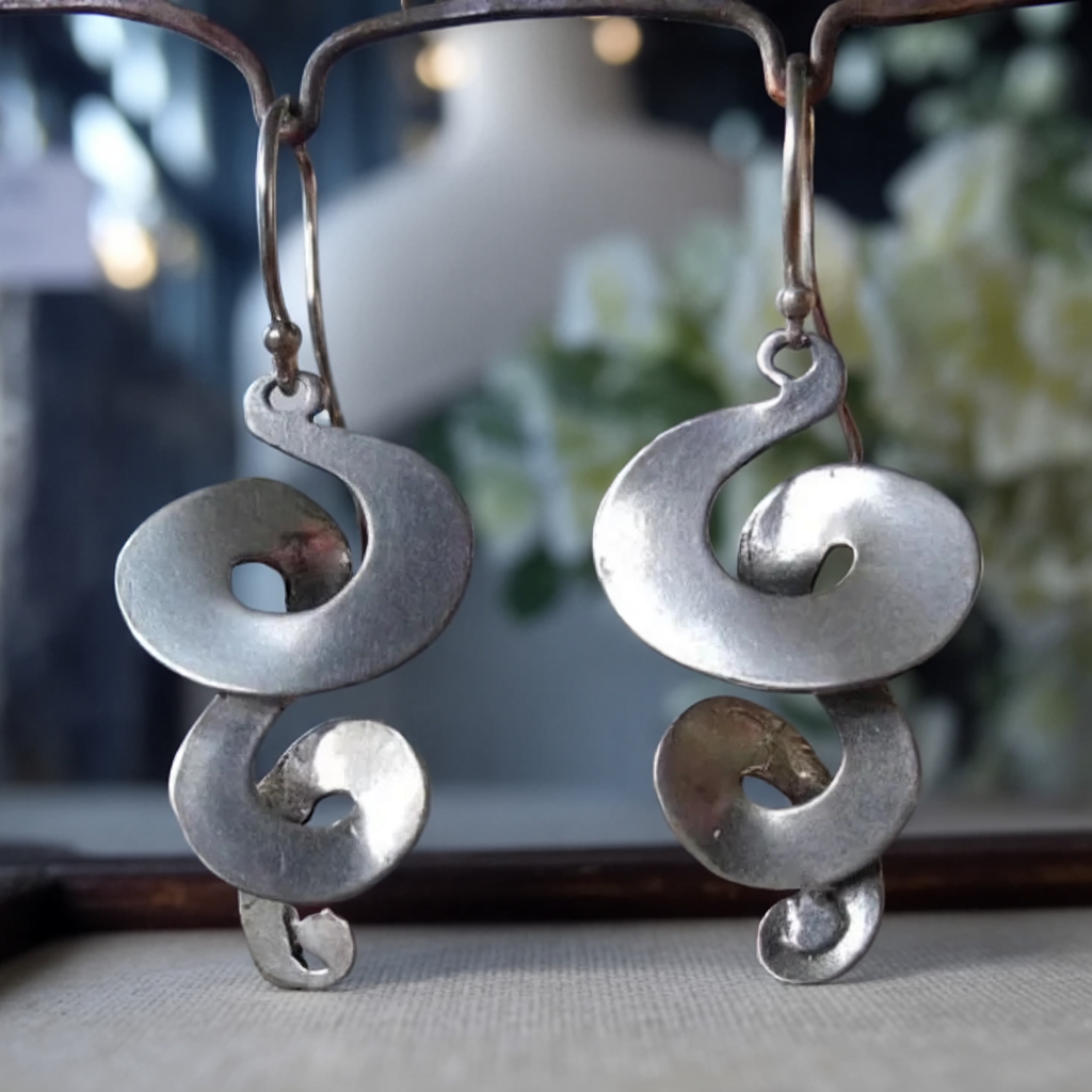 Bohemian vintage drop earrings in silver