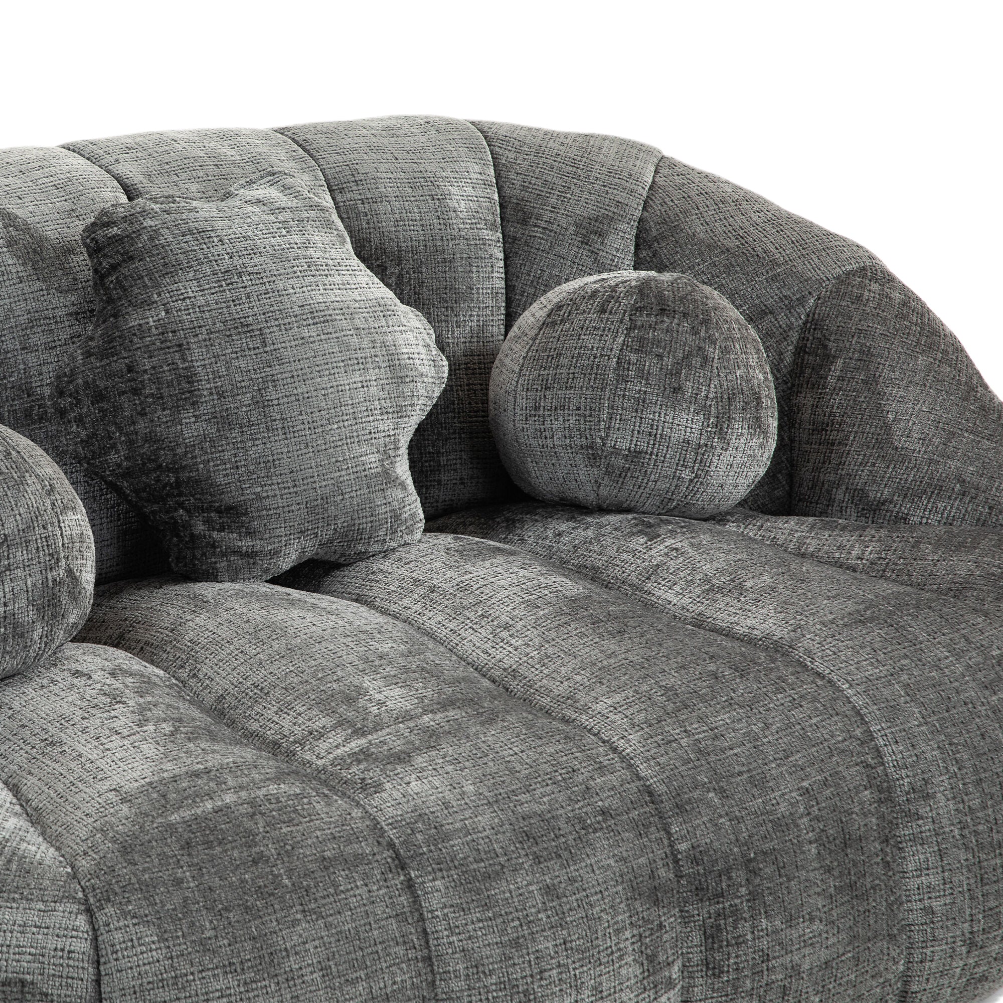 Gray Chenille Bean Shape 2-Seater Lazy Sofa