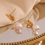 Load image into Gallery viewer, Knot Pearl Earrings Knot Pearl Stud Earrings
