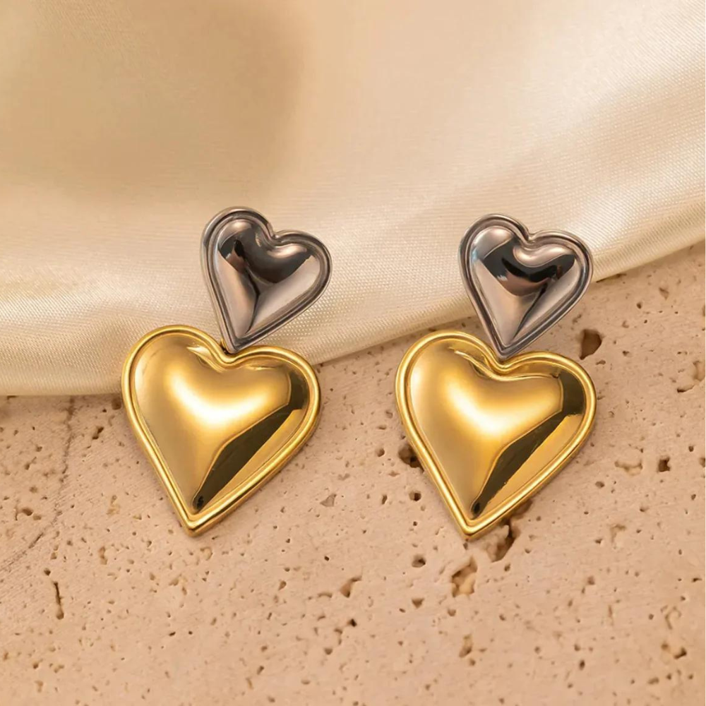 Double Heart Statement Earrings