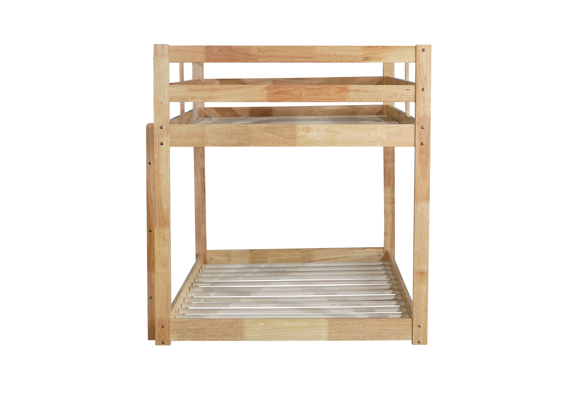 Twin Over Twin Rubber Wood Loft Bed with Ladder in Natural Finish