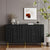 Modern Black Lacquered 4 Door Wooden Cabinet Sideboard Buffet Server Storage Cabinet In Matte Black