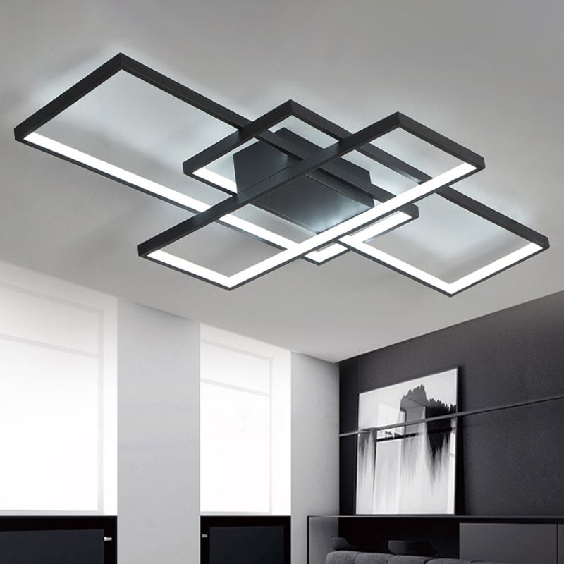 Multi-Rectangular Flush Mount Ceiling Light in Black and White