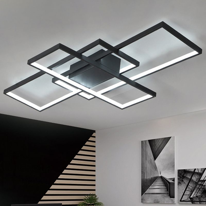 Multi-Rectangular Flush Mount Ceiling Light in Black and White