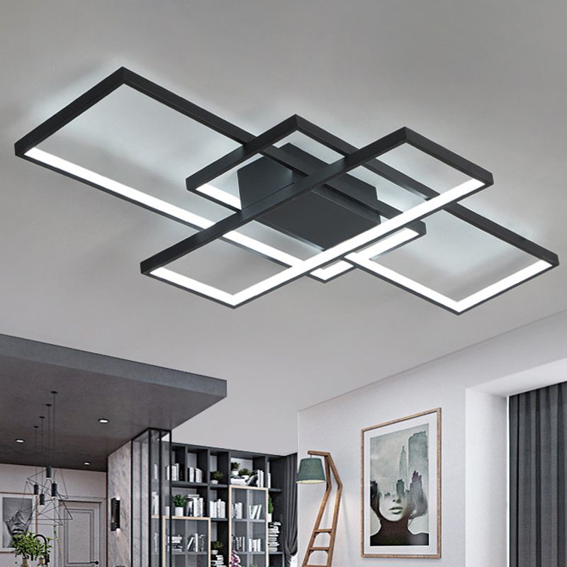 Multi-Rectangular Flush Mount Ceiling Light in Black and White