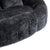 Comfortable High-Back Bean Bag Sofa in Black Chenille