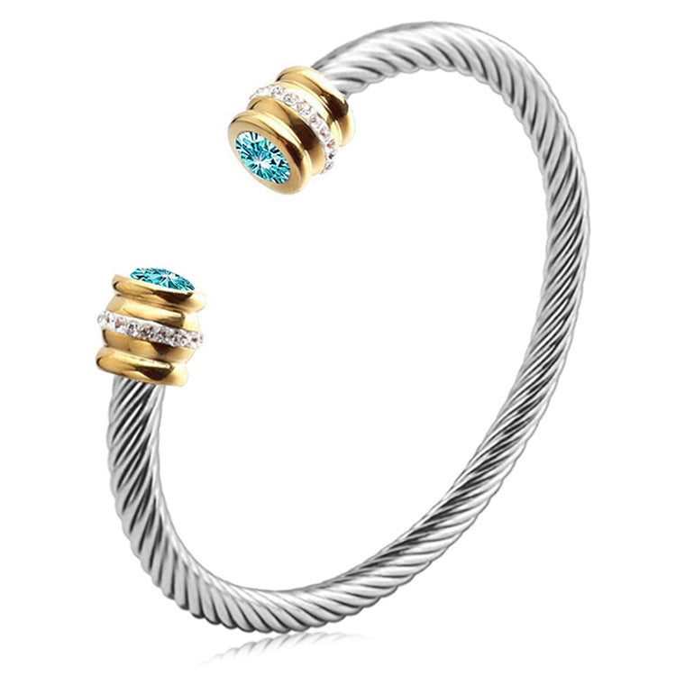 Twisted Birthstone Cuff Bracelet