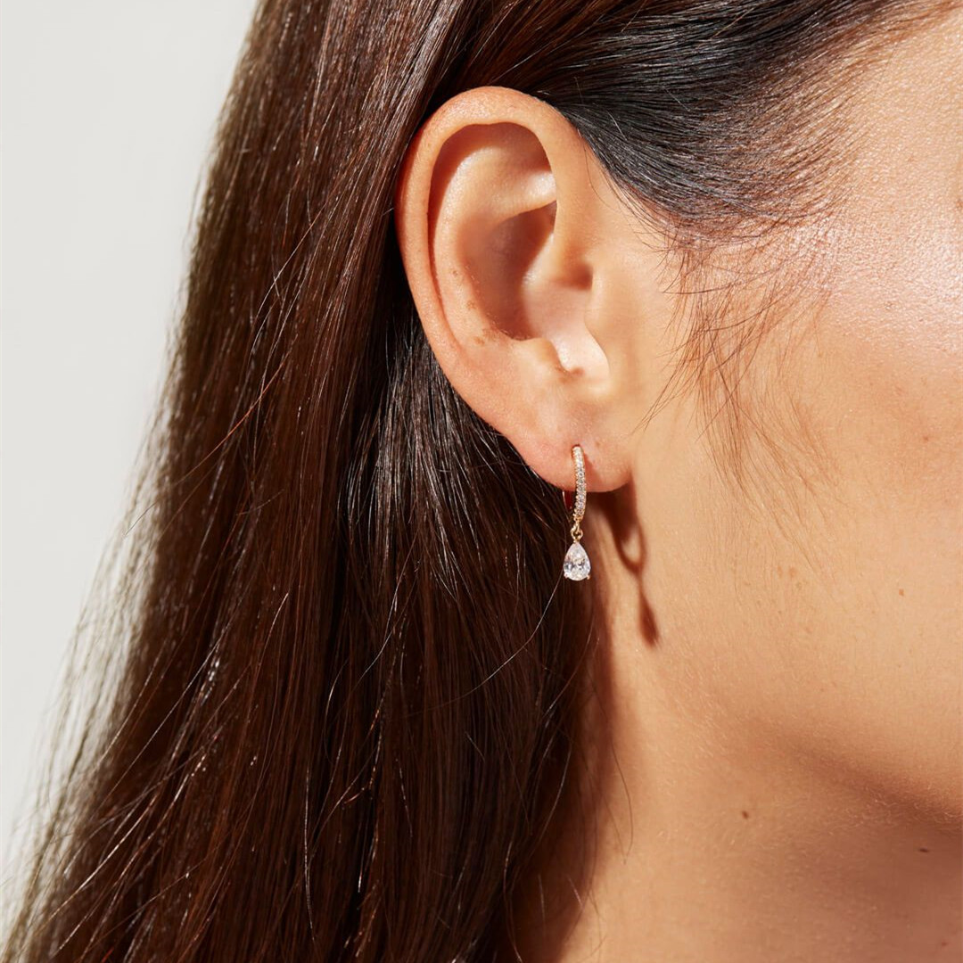 Crystal Drop Earrings Dainty Zirconia Huggies