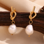 Load image into Gallery viewer, Knot Pearl Earrings Knot Pearl Stud Earrings

