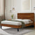 Brown Full Mid-Century Modern Solid Wood Bed with Six-Piece Headboard