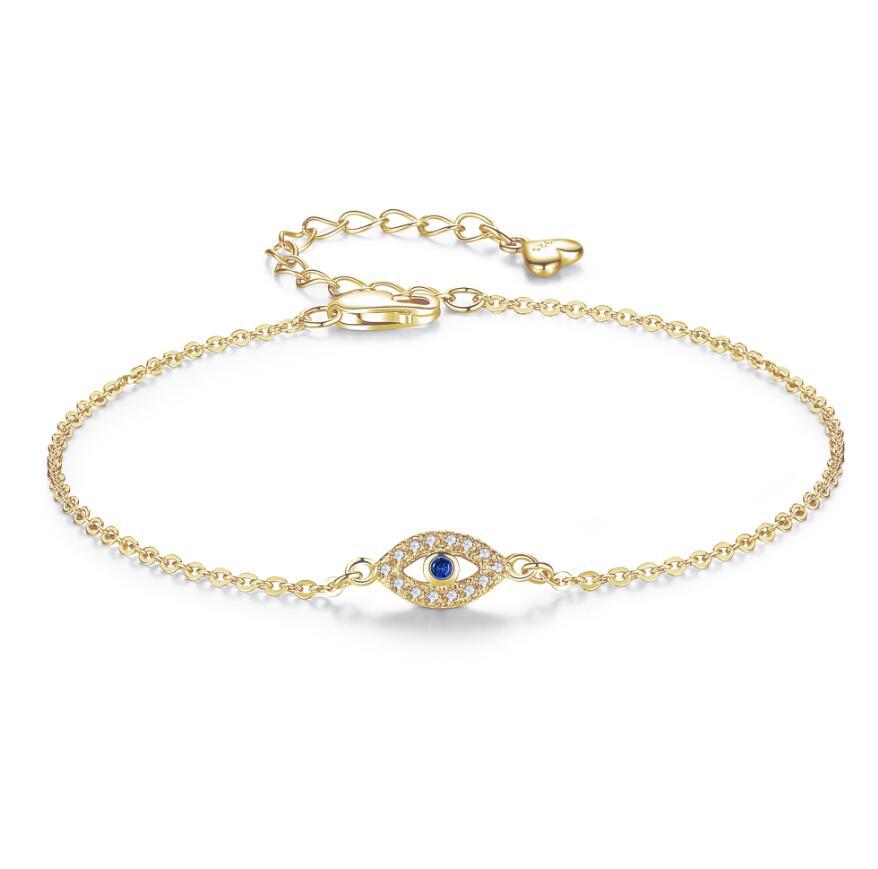 Evil eye gold link bracelet link bracelet with evil eye charm