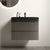 30 Gray Bathroom Vanity with Sink Large Storage Wall Mounted Floating Design One-Piece Black Sink Basin In Gray