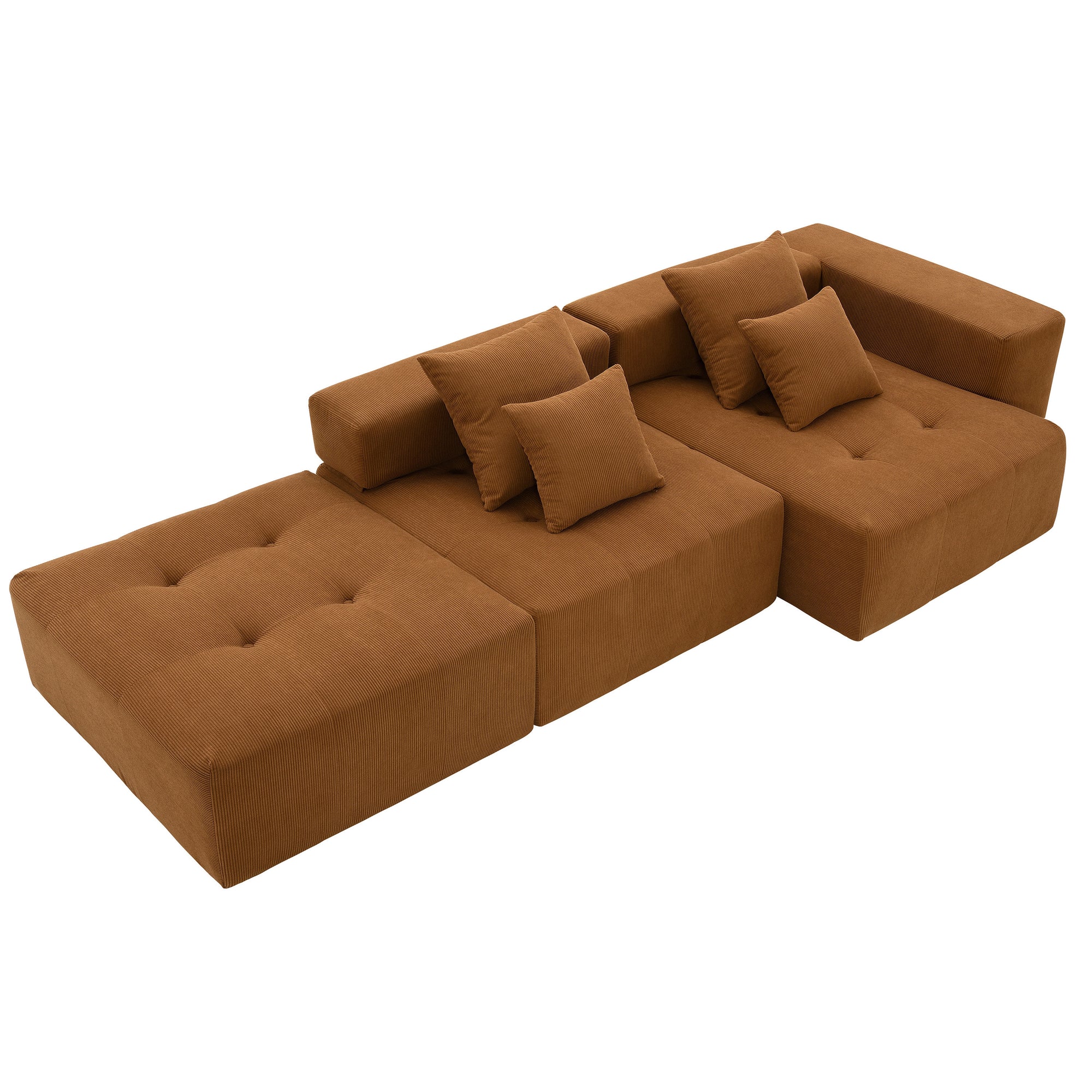 Maputo 4-Seat Modular Sofa in Burnt Orange Brown