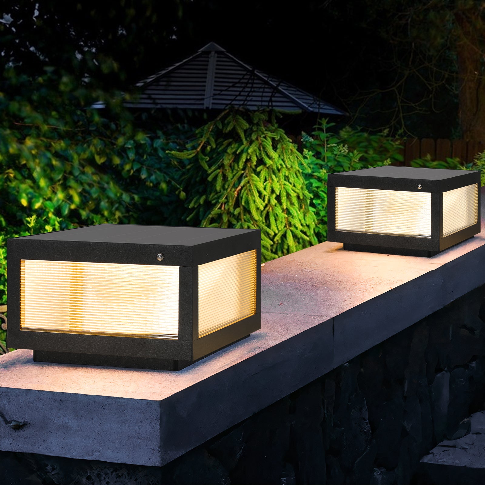 Pair of Solar Wall Lamps With Dimmable LED
