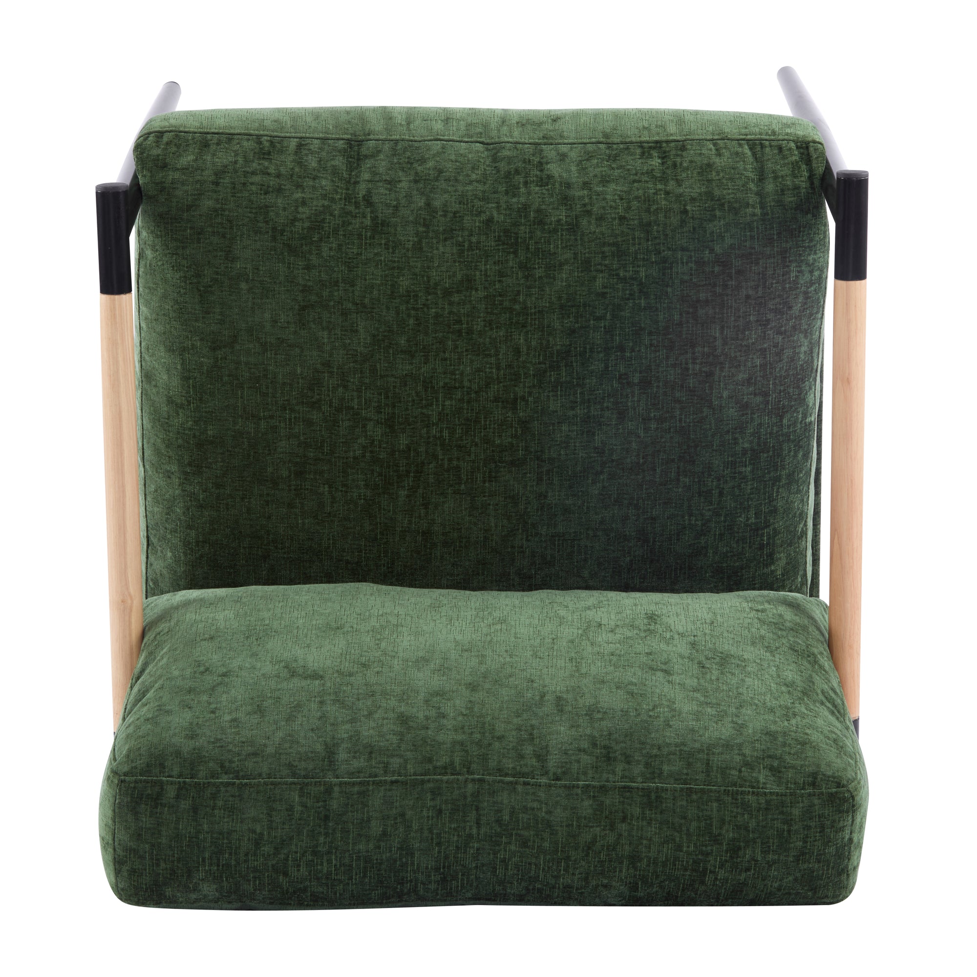 Minimalist Metal Frame Accent Chair With Plush Green Cushions